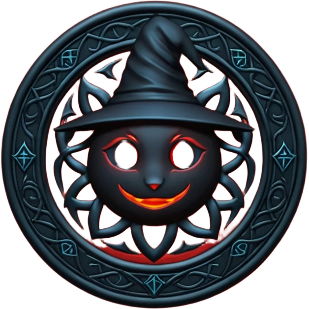 iOS emoji, dark fantasy magic seal, witch symbol, web pattern, red glow, minimal clean style, dark fantasy, dark atmosphere, black and red colors emoji