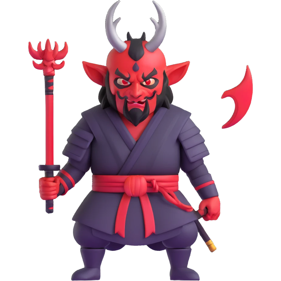 Devil samurai with prominent red horns emoji