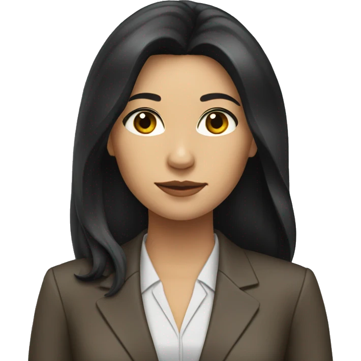 Female defense attorney with long black hair with brown suit emoji