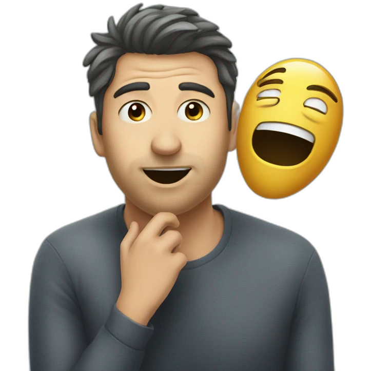 sad man taking off the mask of a cheerful man emoji