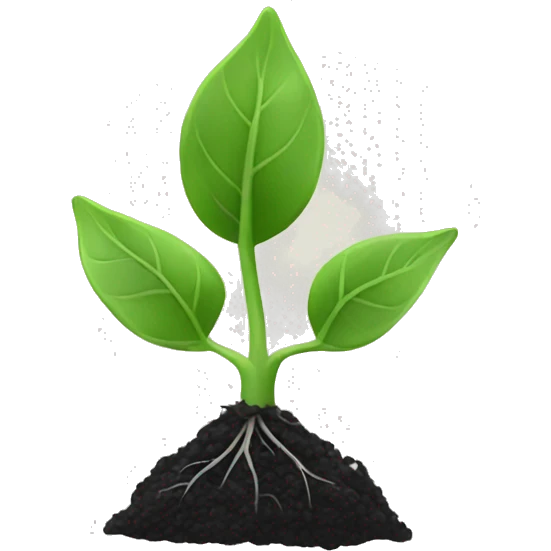 A black and white plant sprout emoji