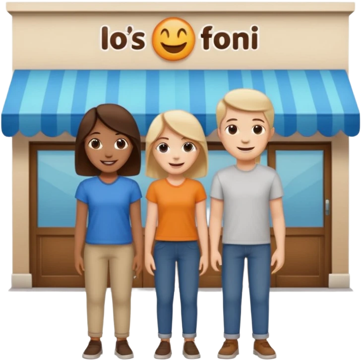  two characters + shop building emoji