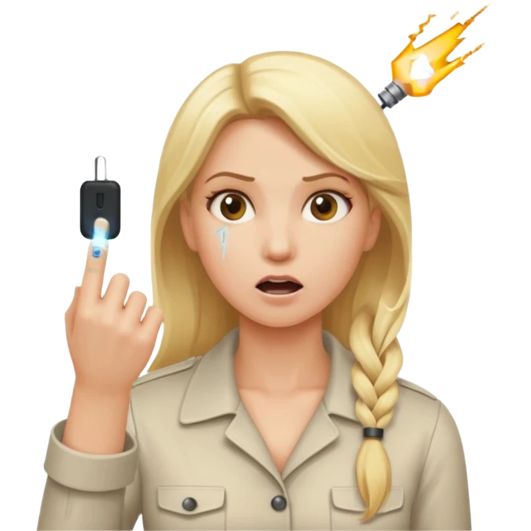 Blonde woman being electrocuted on the finger by a plug socket  emoji