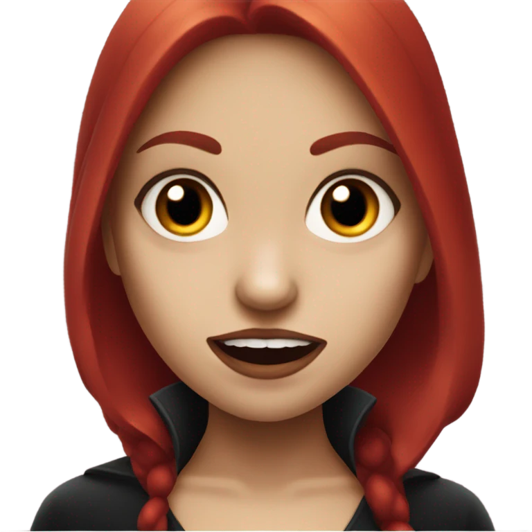 vampire girl with red hair and fangs emoji