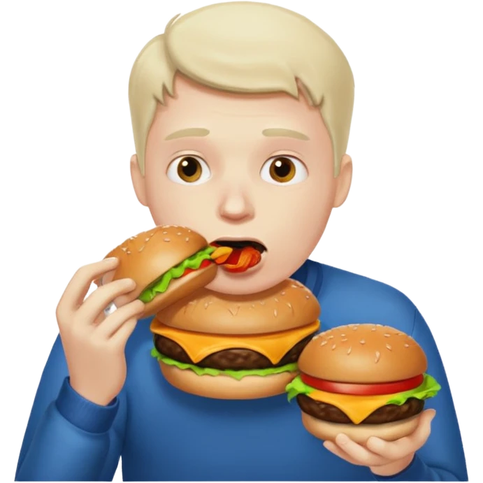 really fat obese man eating a burger messily emoji
