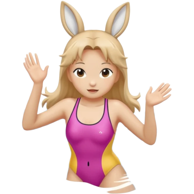 Usagi swimming in the pool emoji
