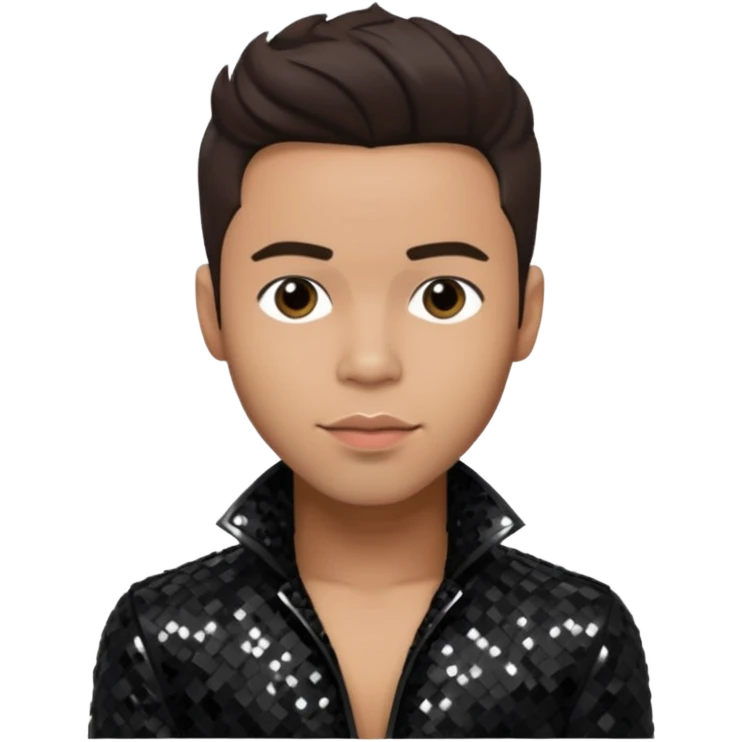 Prince Royce with dark brown hair, black sequin outfit emoji