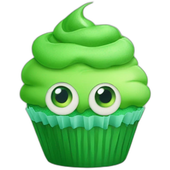 Green cupcake with eyes emoji