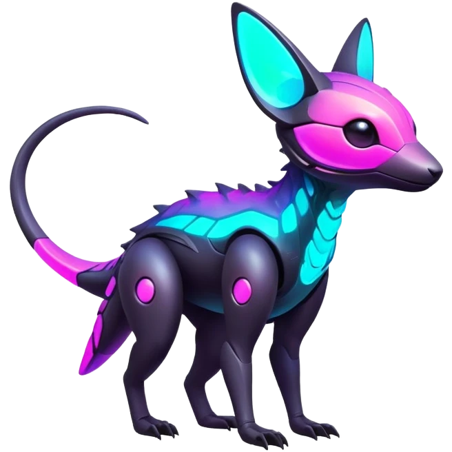 futuristic lush warm-colored neon-colored Fakémon-Trico-creature (full body) emoji