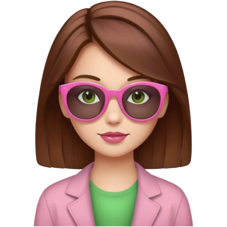 a beautiful, fair-skinned girl with brown hair who likes shades of pink, green, and brown emoji