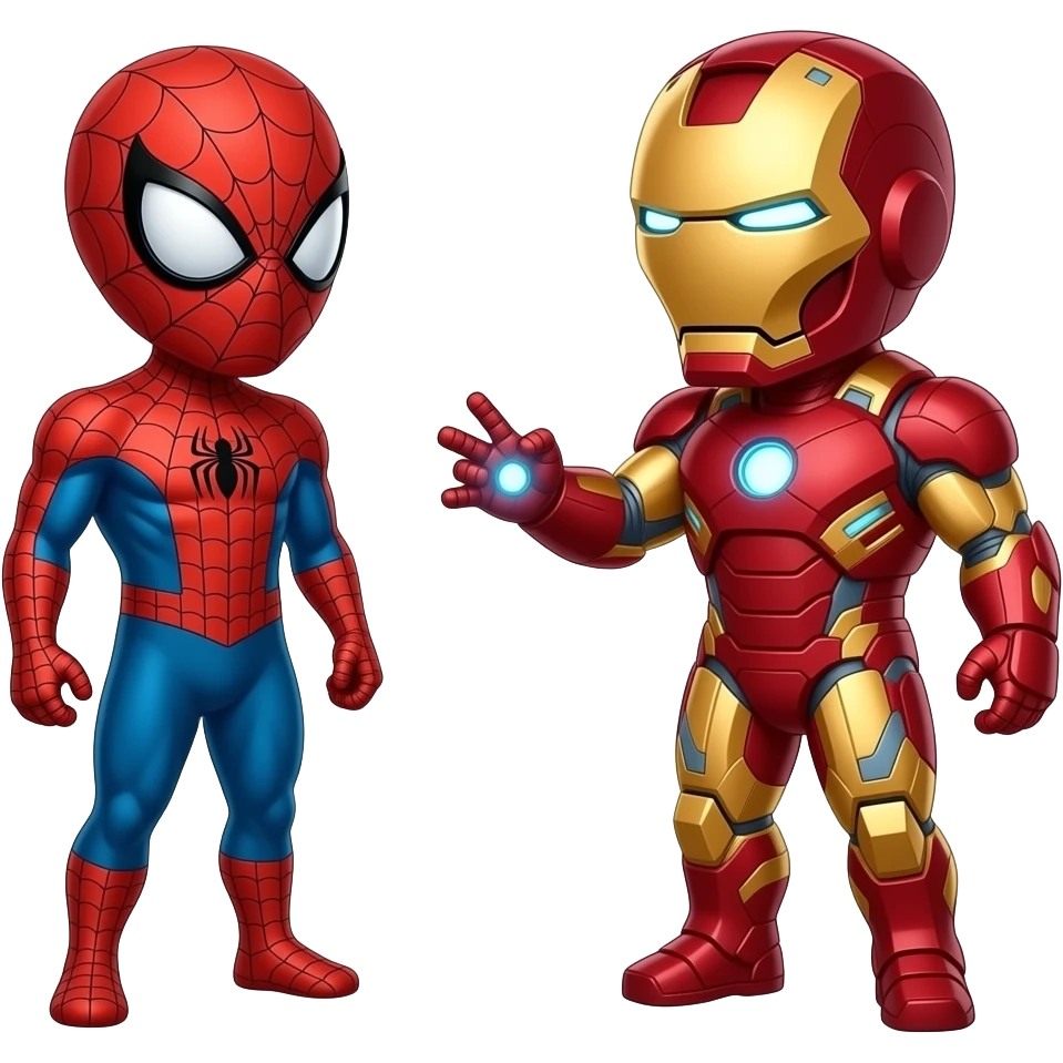 Spiderman meeting ironman emoji