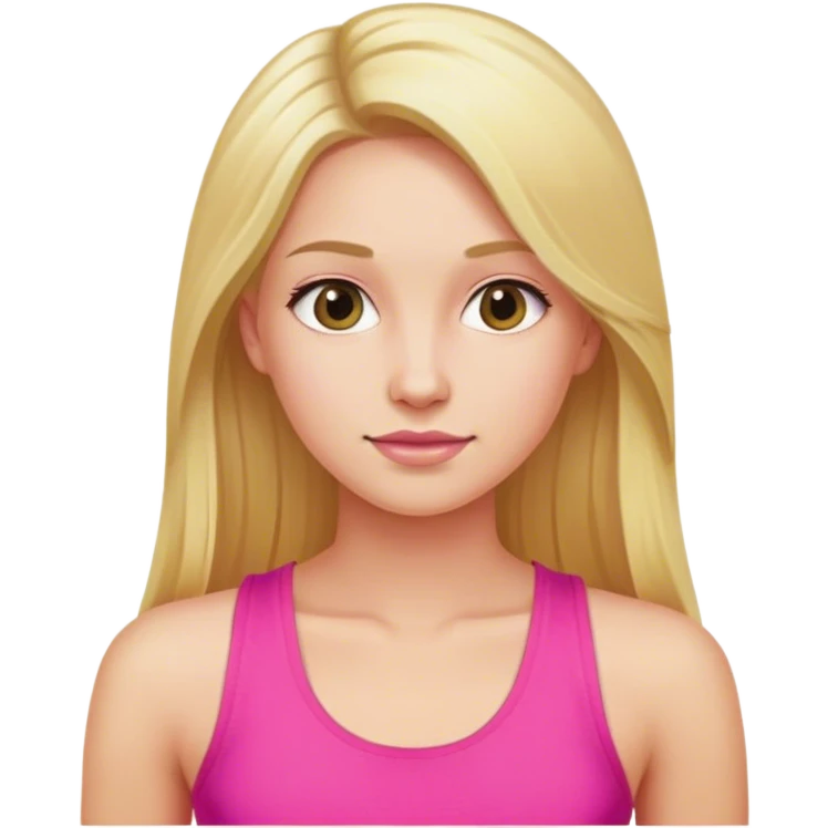 a woman in a bright pink tank top, and long blonde hair  emoji