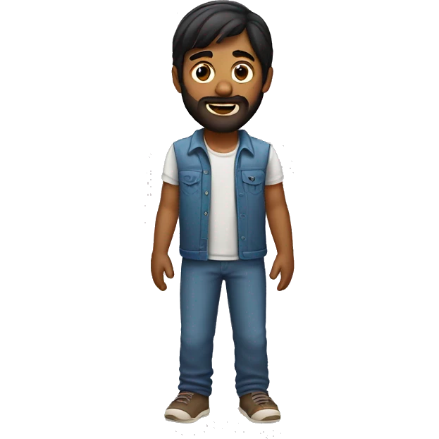 indian  boy with beard and a mullet cut emoji