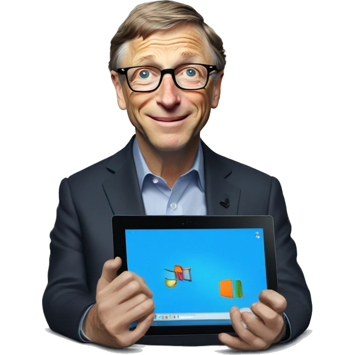 bill gates with microsoft surface pro emoji