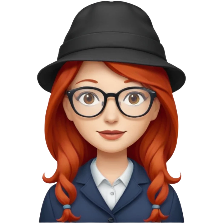 hatted womanwith glasses and long red hair emoji