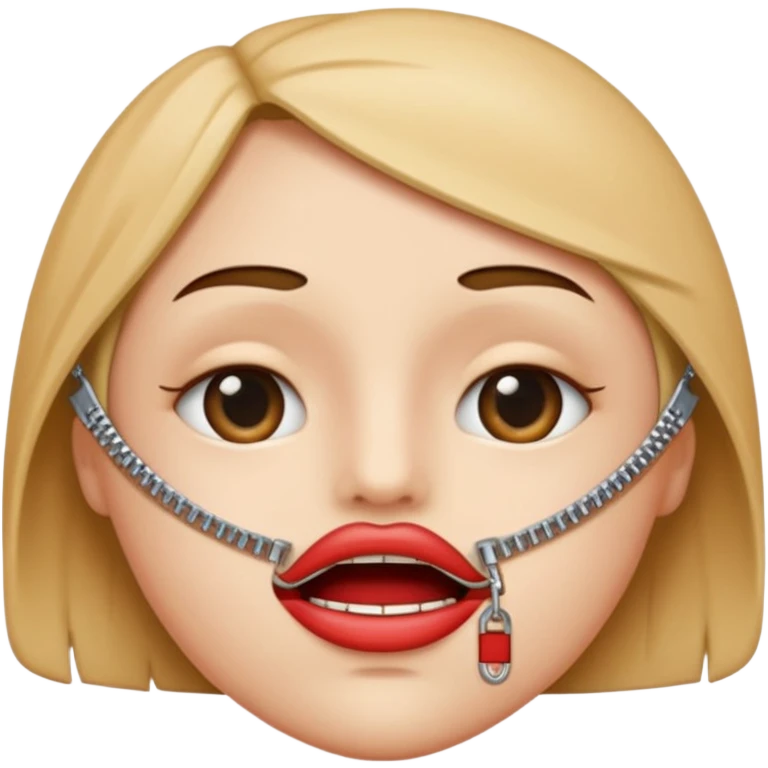 a face with a zipper across its lips, representing 'zip on lips' emoji