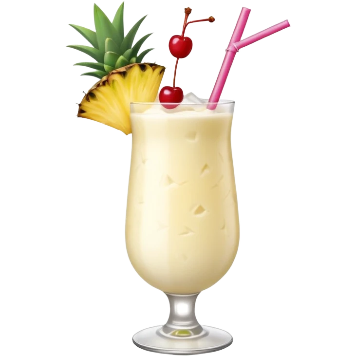 Pina colada cocktail with pineapple and cherry garnish emoji