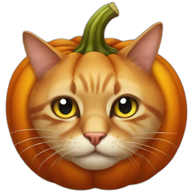 nasty old cat in pumpkin emoji