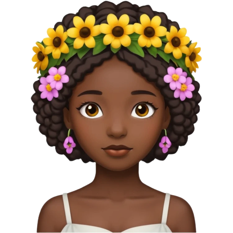 black girl with flower crowns emoji