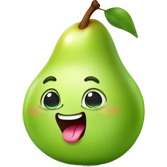 Shiny Green Cute pear with tongue emoji