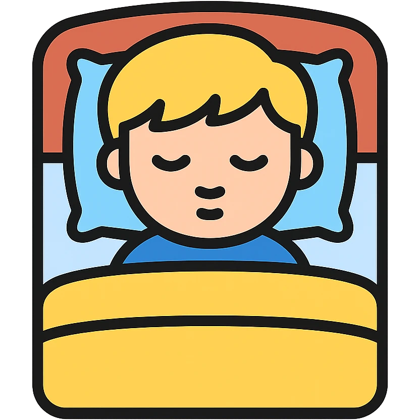 blonde boy sleeping in bed emoji