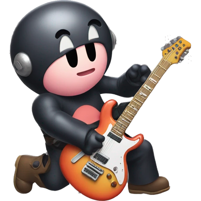 Kirby playing electric guitar emoji