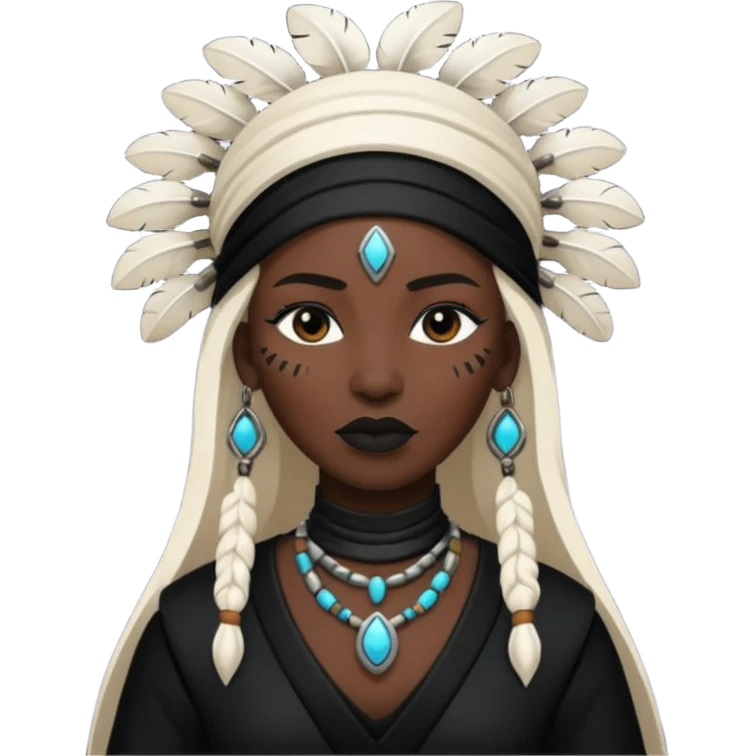 white shaman woman black clothes black accesories  emoji