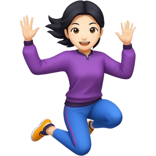 character jumping with energy, vibrant expression representing '精神百倍' emoji