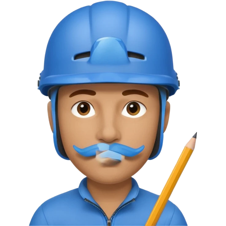 Man wearing a blue bike helmet and a pencil in his nose emoji