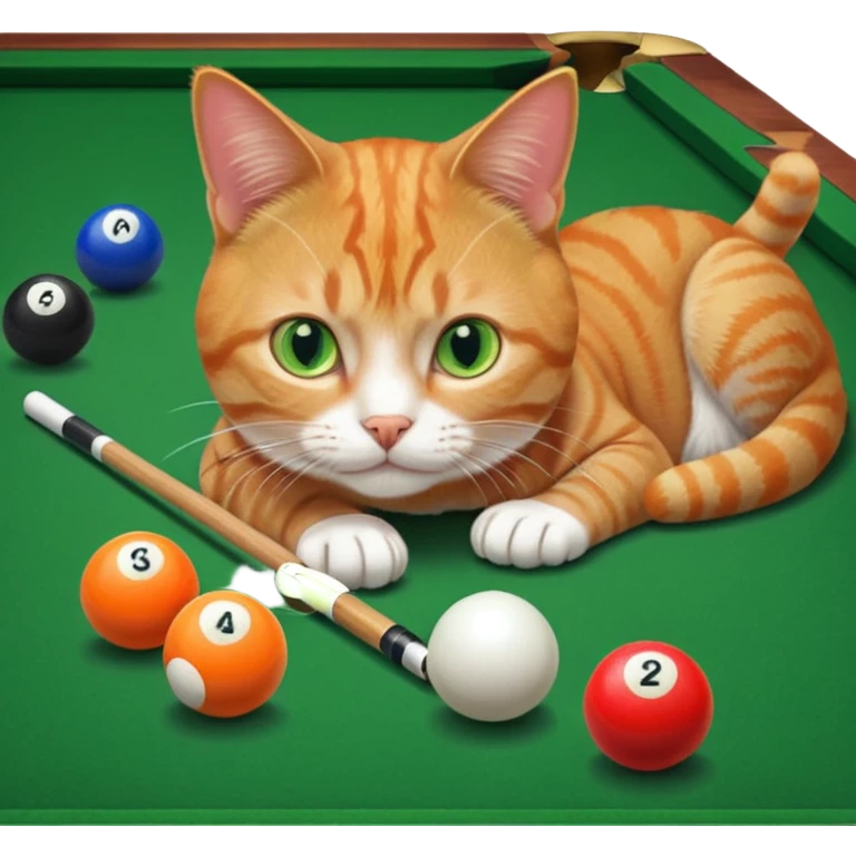 cat playing billiards emoji