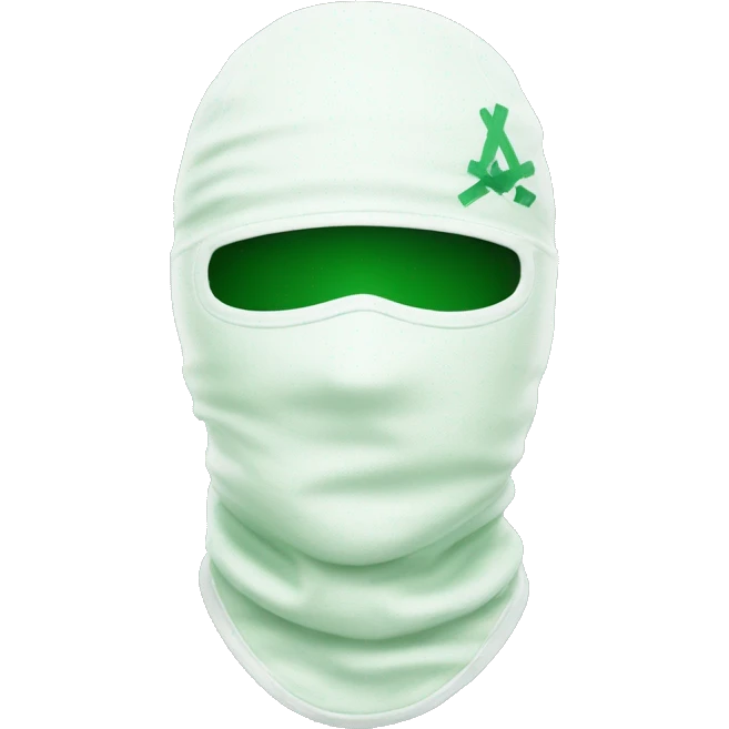 green and white ski mask without glasses emoji
