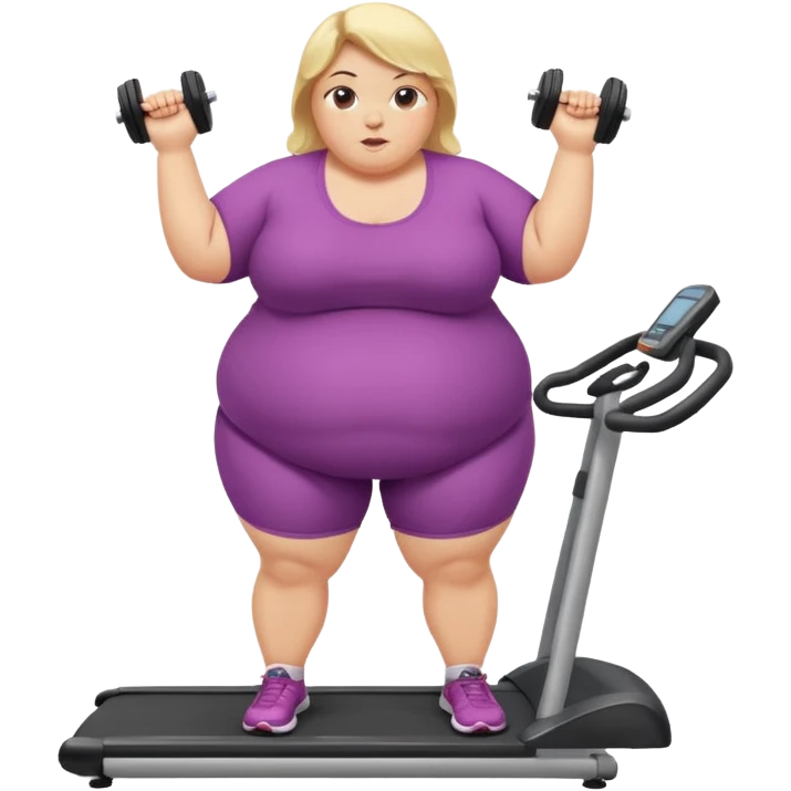 Obese blonde working out  emoji
