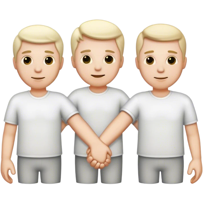 Three white guys holding hands emoji