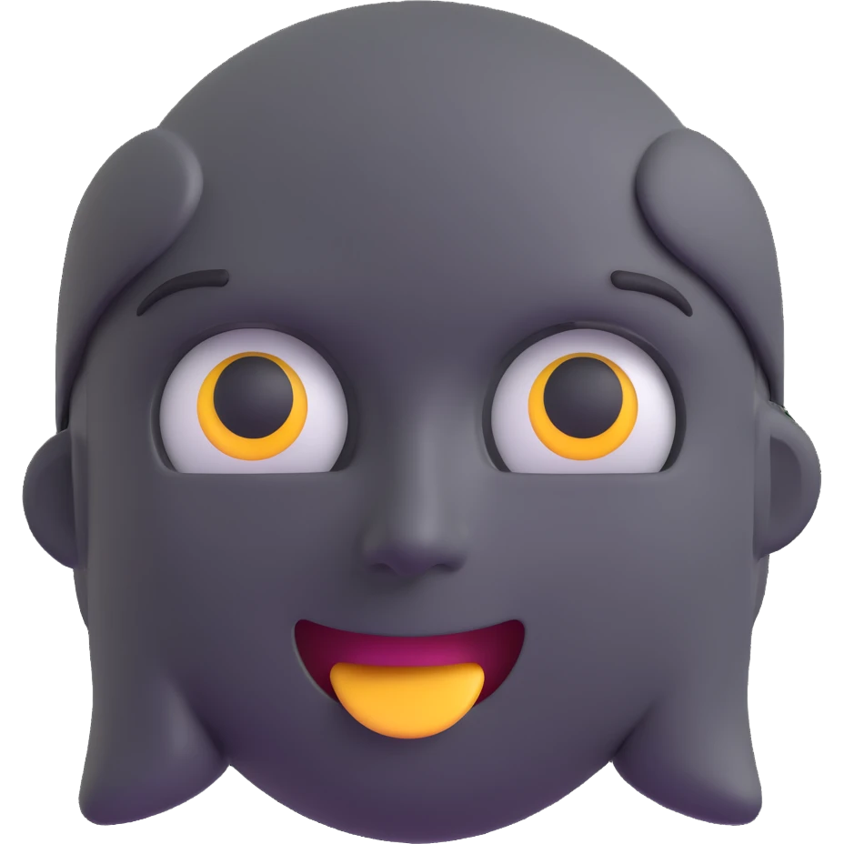 face with open mouth, darkened grey outline above the eye, no red freckles below the eyes, keep all other colors the same, 3D emoji style emoji