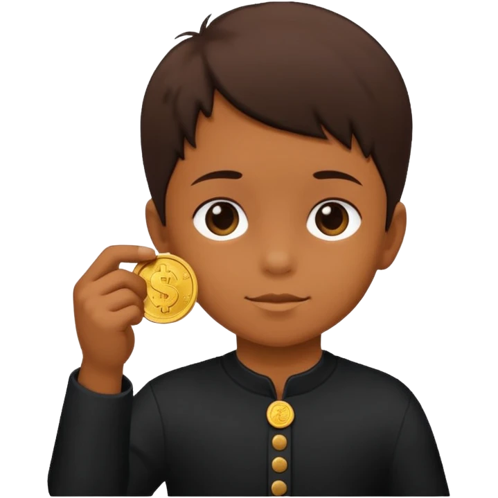 child silhouette holding a coin emoji