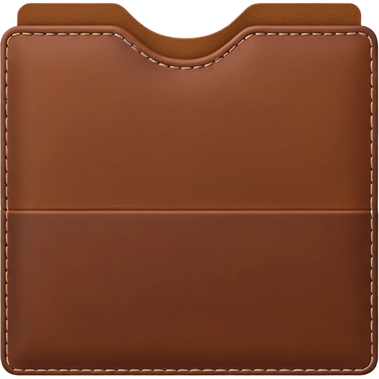 A 3D Apple-style emoji of an industrial leather material, shown as a neatly folded or rolled sheet of dark brown leather with visible texture and stitching details, giving a modern and manufactured look, clean and simple design, no background emoji