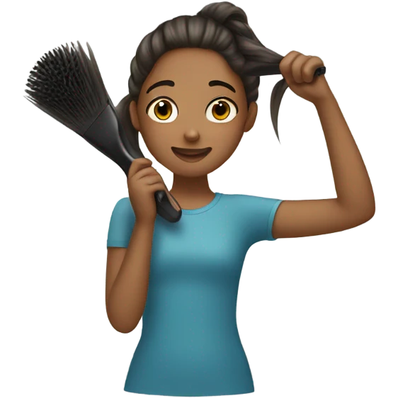 girl brushing hair emoji