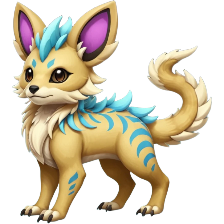 Rare realistic exotic cute epic pretty beautiful handsome gorgeous aesthetic colorful vibrant Vernid-Protogen-Primagen-Wickerbeast-species-Fakemon-creature by LiLaiRa, random markings, tufted ears, full body emoji