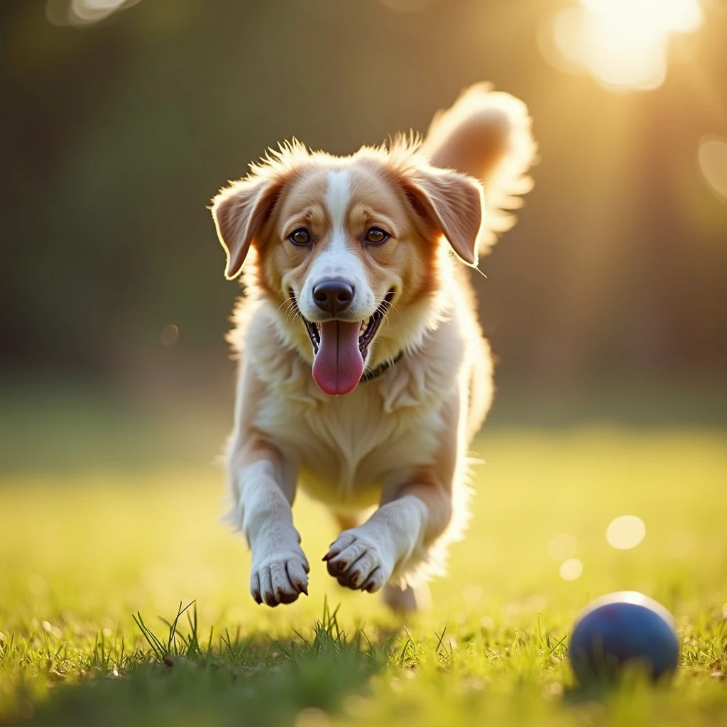 happy dog running after ball emoji