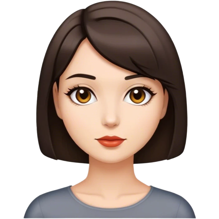beautiful brunette woman with a bob haircut posing emoji