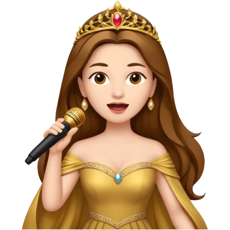 woman opera singer singing with long brown hair and golden dress emoji