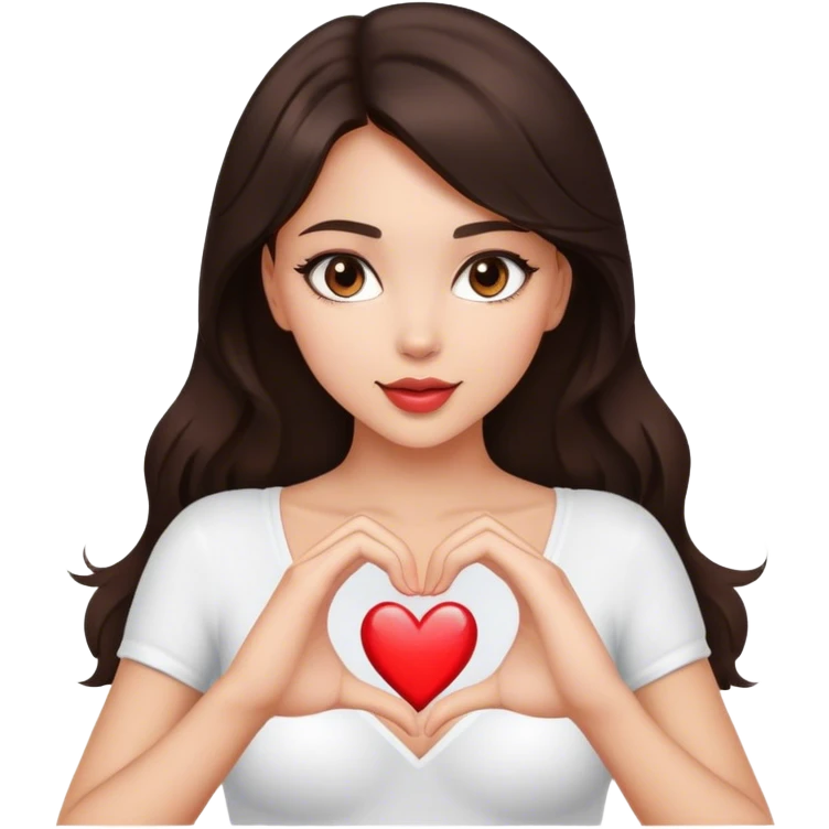 Sexy Brunnete girl with two hands creating a heart shape emoji