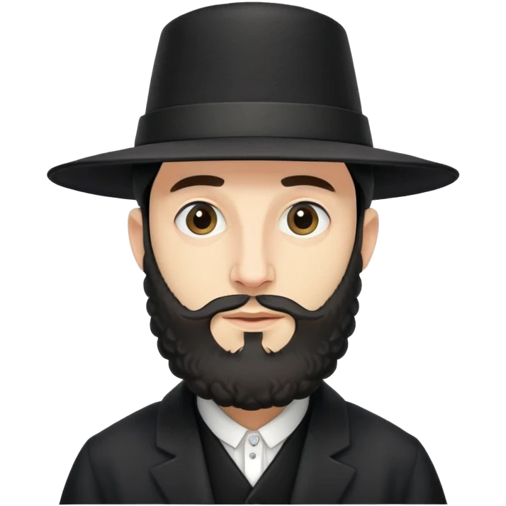 Hasidic Jewish man with wide-brimmed black hat, curled side locks, short beard, traditional attire, neutral expression emoji