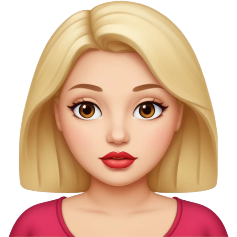 woman with plump lips, flawless skin, subtle makeup emoji
