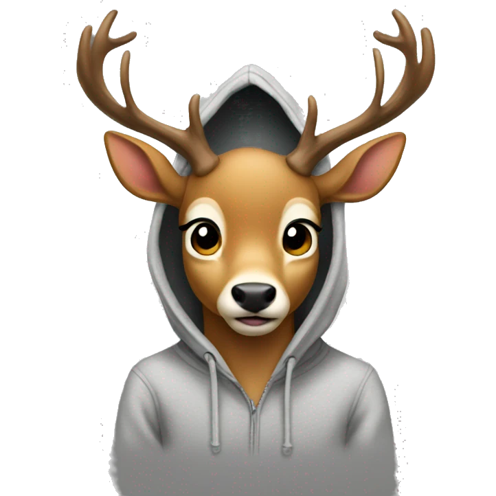 A deer waring a hoodie emoji