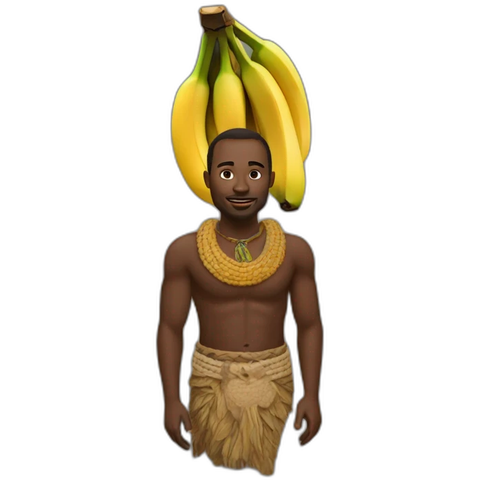 Un homme d’une tribu africaine avec une banane emoji