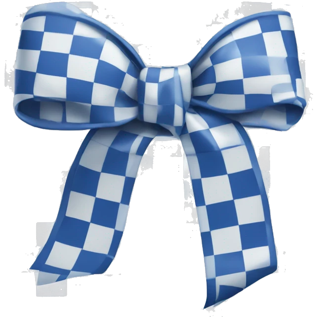 Blue and white  checkered bow emoji