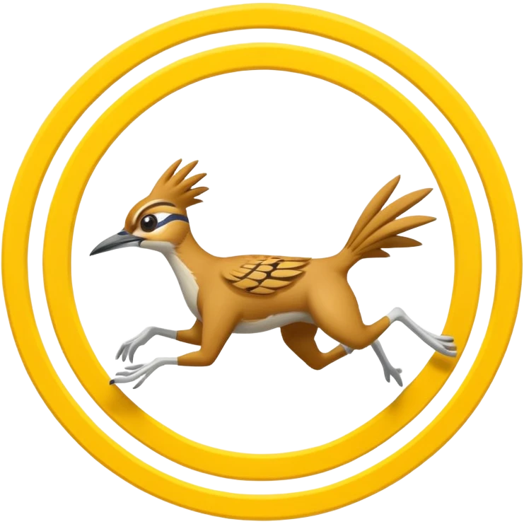 yellow roadrunner . feet are circled by a white line spinning in a circle to indicate running fast. emoji
