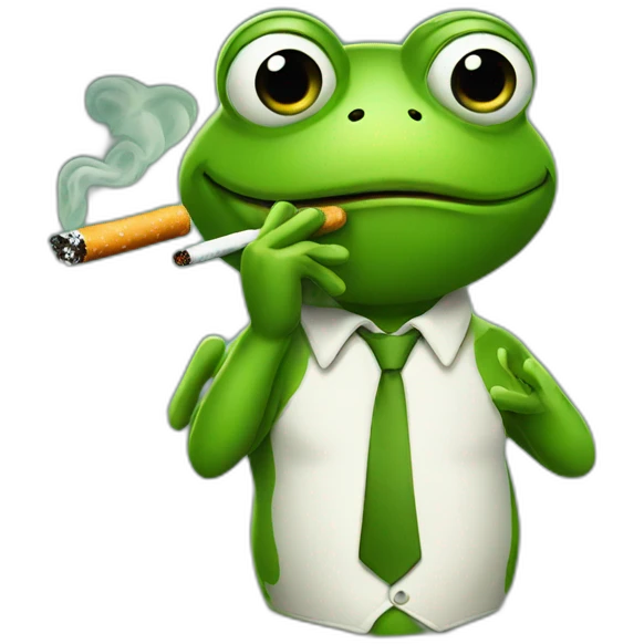 Frog smoking cigarettes emoji