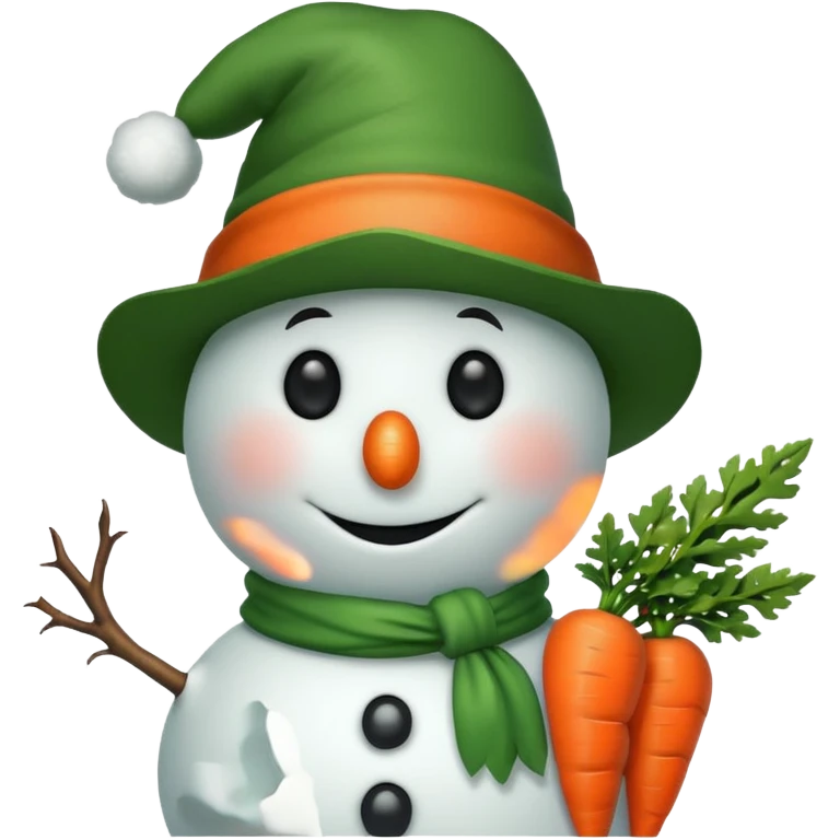 snowman wearing green hat emoji
